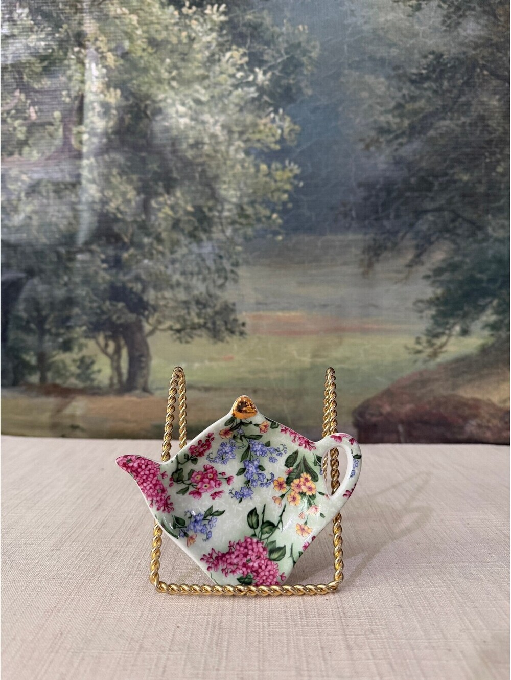 Miniature Floral Teapot Trinket Dish
